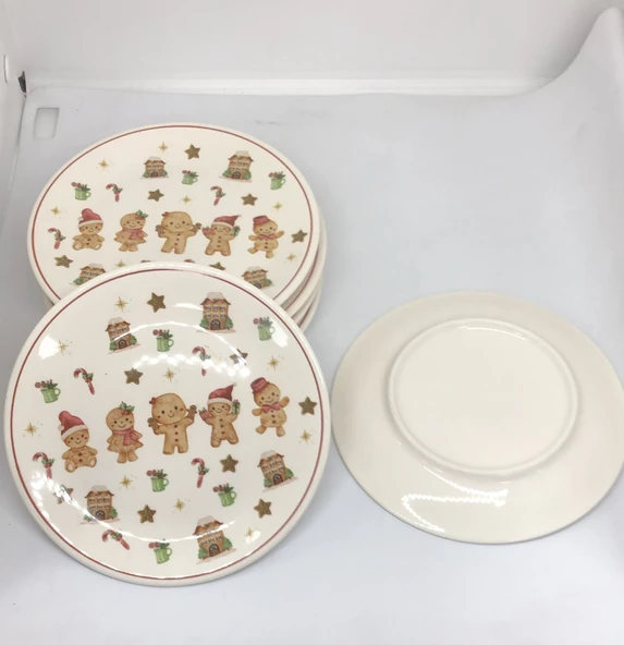 LEBRON 6 Parça Gingerbread Temalı Pasta Tabağı Seti – 16 cm - Resim 4
