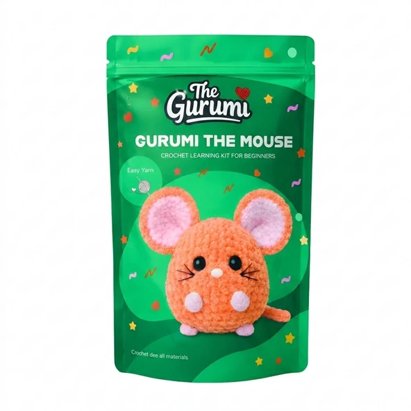 Yeni Başlayanlar İçin Fare Amigurumi Örgü Kiti ürün görseli 1