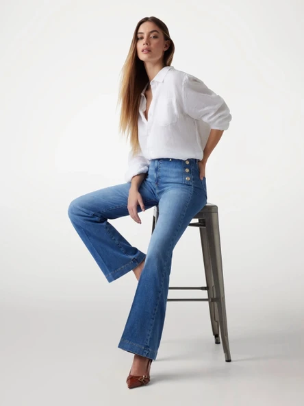 Guess New Faye Kadın Mavi Jeans W5GA0PD5Q01-S1ML ürün görseli 1