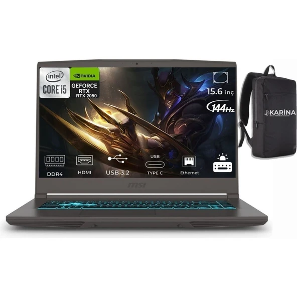 MSI Msı Thın 15 B12UCX-2634XTR Intel Core I5 12450H 16GB 512GB SSD RTX2050 WINDOWS11 Pro 15.6" Taşınabilir Bilgisayar & B12UCX2634XTRK20 ürün görseli 1