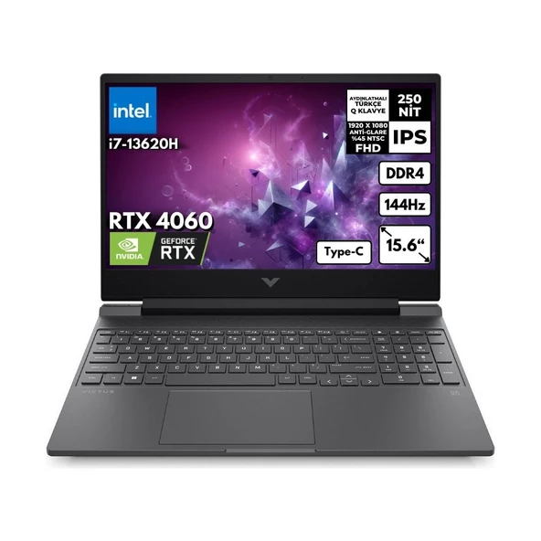 HP Victus 15-FA1085NT I7-13620H 48 GB 1 TB SSD RTX4060 (8gb) 144Hz 15.6" Fhd Windows 11 Pro Gaming Notebook B10FNEAHMF25 ürün görseli 1