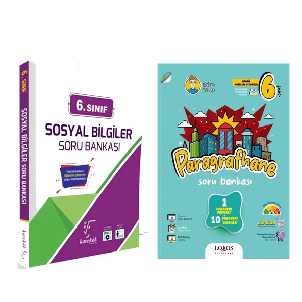 Karekök Yayınları 6.Sınıf Sosyal Bilgiler ve Lodos Paragrafhane Soru Bankası Seti 2 Kitap ürün görseli 1