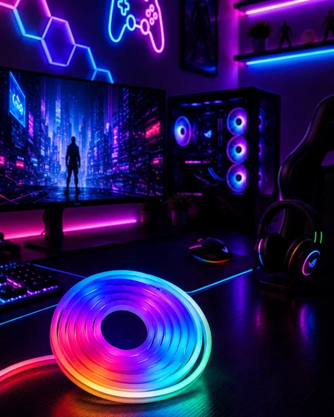 Kumandalı Su Geçirmez RGB Led Şerit Işık Müzik Senkronlu Neon Led ürün görseli 1