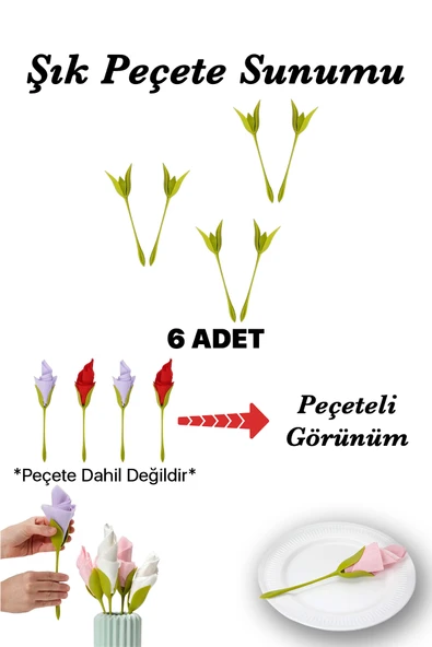 Çiçek Şekilli Peçete Katlama Aparatı Yemek Ve Sofra Dekorasyon Sunum Peçetelik Çeyizlik 6'lı Set ürün görseli 1