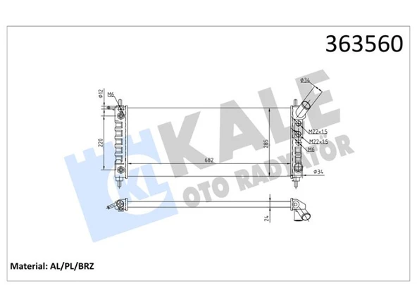 Opel Motor Su Radyatoru (682x285x24) Corsa B 93> (ac/nac) (at) Mekanık - Kale 363560 ürün görseli 1