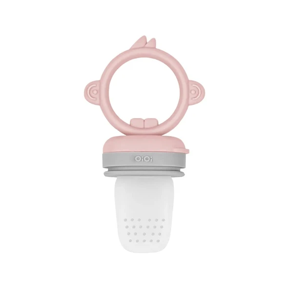OiOi Silikon Püre Meyve Sebze Emziği Pinky Pink / Powder Grey ürün görseli 1