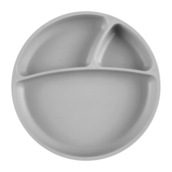 OiOi Porsiyon Vakum Tabanlı Silikon Tabak Powder Grey ürün görseli 1