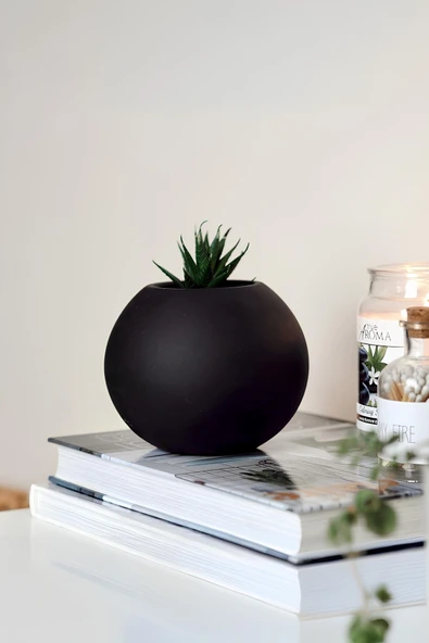 Betonmall Dekoratif Beton Küre Vazo - Minimalist El Yapımı Top Saksı Çok Amaçlı Yapay Bitki Kuru Çiçek Vazosu ürün görseli 1