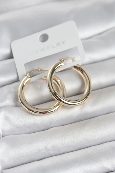 Gold Renk Pirinç Halka 30 mm Kadın Küpe - EBJ260516W42036 ürün görseli 1