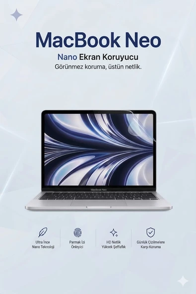 Macbook Neo 13 inç A3404 ile Uyumlu Ekran Koruyucu Film ürün görseli 1