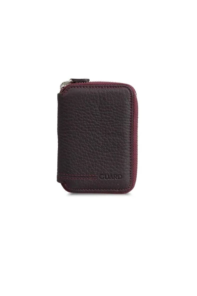 Guard Bordo Hakiki Deri Tam Fermuarlı Mini Cüzdan // GRD260516WT259 ürün görseli 1