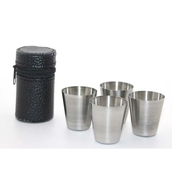 Deri Kılıflı 4'Lü Shot Bardak Seti ürün görseli 1