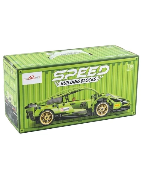 Toys e Toys Speed Building Blocks 1:18 Ölçek Çek Bırak Yeşil Yarış Arabası Yapı Blok Seti 451 Parça 9055-1 ürün görseli 1