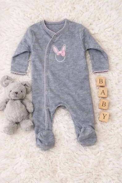 Sevimli Tşan Desenli Kız Bebek 4’lü Tulum Seti - Resim 3