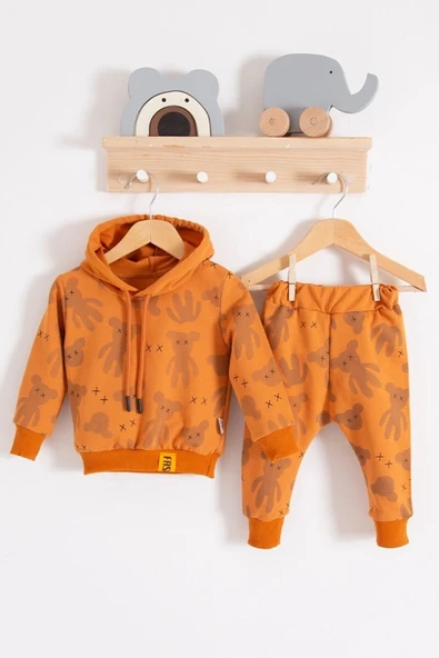 Cool Bear Kapüşonlu % 100 Pamuk Erkek Bebek Takımı ürün görseli 1