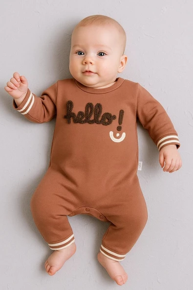 Hello Nakışlı % 100 Pamuk Erkek Bebek Tulum ürün görseli 1