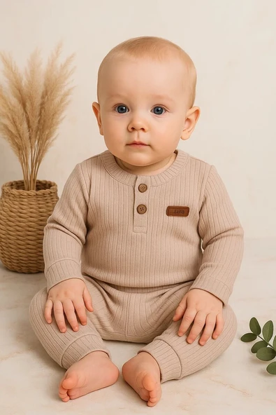 Çizgili Kumaş % 100 Pamuk 2'li Unisex Takım ürün görseli 1