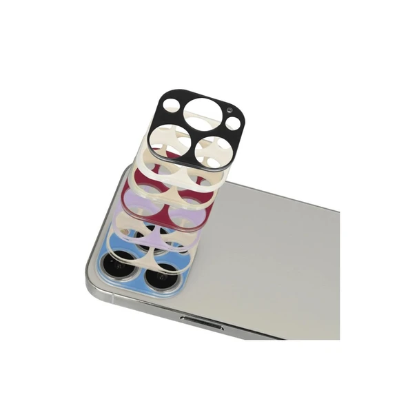 İphone 13 Pro Max Rainbow Kamera Lens Koruma Cam - Mor - Resim 2