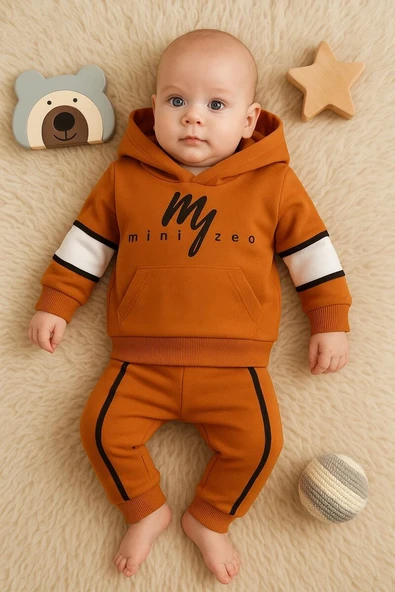 Mini Zeo Desenli Pamuklu 2'li Erkek Bebek Takımı ürün görseli 1