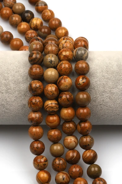Picture Jasper Doğal Taş Dizi 10 mm Küre Kesim - DZ-1083 ürün görseli 1