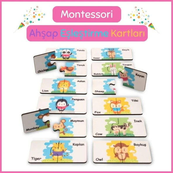 Montessorı Eşleştirme Kartları Puzzle-Aklımda Zeka Oyunları ürün görseli 1