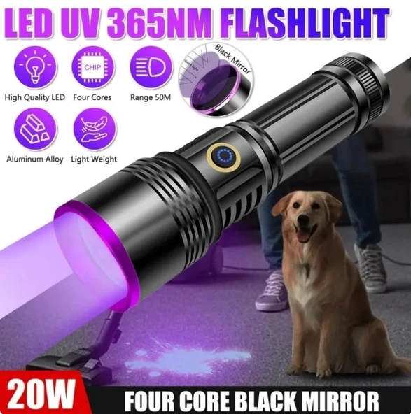F-365 Uv 20w Şarjlı 26650 Pilli Profesyonel El Feneri ürün görseli 1