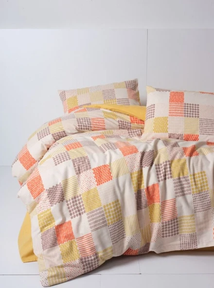 Flanel Nev Takımı Çift Kişilik Palm Hardal ürün görseli 1