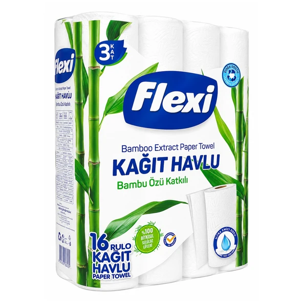 Flexi Kağıt Havlu 3 Katlı Bambu Özlü 16 Rulo ürün görseli 1