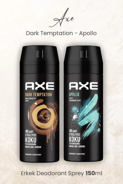 Axe Erkek Deodorant Sprey Dark Temptation ve Apollo 150 ml ürün görseli 1