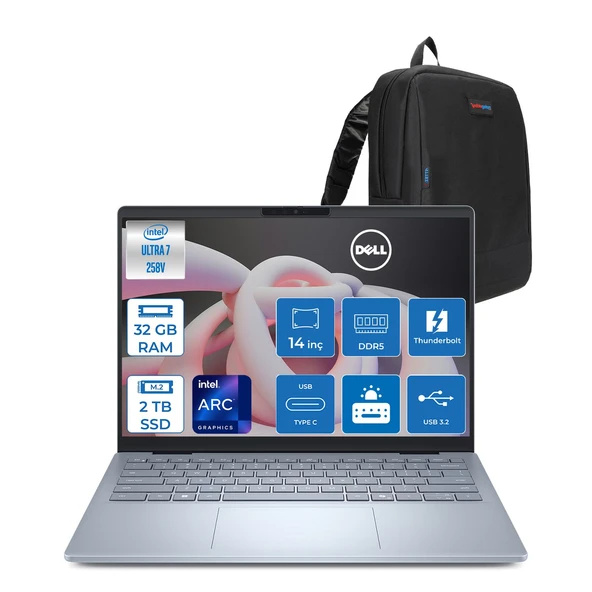 Dell 14 Plus Core Ultra 7 258V 32GB 2tb SSD Intel Arc 140V Gpu 14" 2.5k 2560X1600 300NITS Wi-Fi7 Freedos Kurumsal Bilgisayar DBCU7321WF11 + Zettaçanta ürün görseli 1