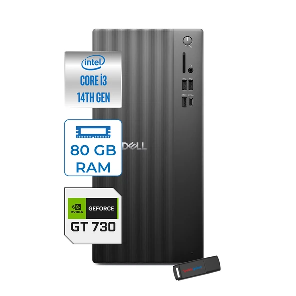 Dell Tower ECT1250 Intel Core I3 14100 80GB Ddr5 2tb SSD 2GB/GT730 WIN11PRO Kurumsal Masaüstü Bilgisayar 7303ECT125014P23 + Zettausb ürün görseli 1