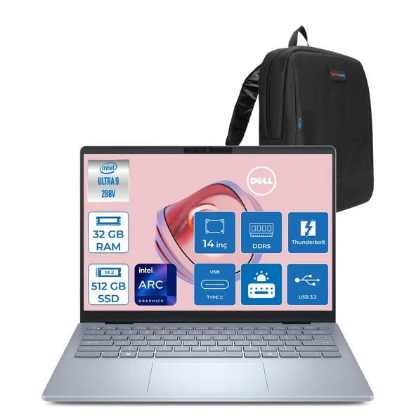 Dell 14 Plus Core Ultra 9 288V 32GB 512GB SSD Intel Arc 140V Gpu 14" 2.5k 2560X1600 300NITS Wi-Fi7 Windows 11 Pro Kurumsal Bilgisayar DBCU9WP3P09 + Zettaçanta ürün görseli 1