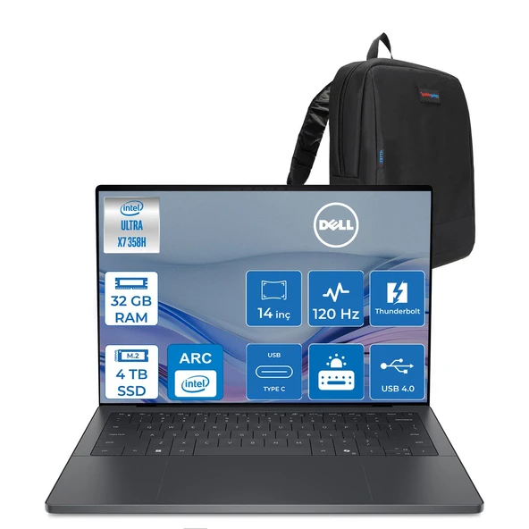 Dell Xps 14 Core Ultra X7 358H 32GB 4tb SSD Intel Arc B390 Gpu 14" Fhd IPS 120hz Wi-Fi7 Windows 11 Home Kurumsal Bilgisayar DAUX7321WH12 + Zettaçanta ürün görseli 1