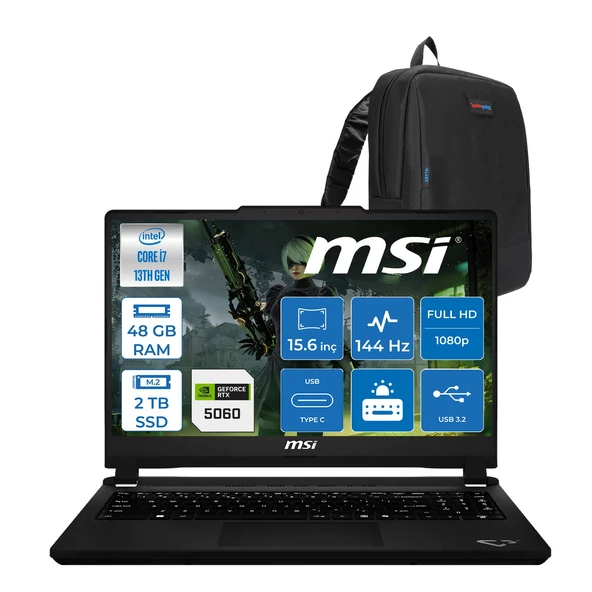 Msi Cyborg 15 Max C13WF-065XTR Intel Core I7 13620H 48GB Ddr5 2tb SSD Geforce RTX5060 100W Gddr7 8gb Freedos 15.6" IPS Fullhd (1920X1080) 144Hz Oyuncu Bilgisayarı 065XTRF24 + Zetta Çanta ürün görseli 1