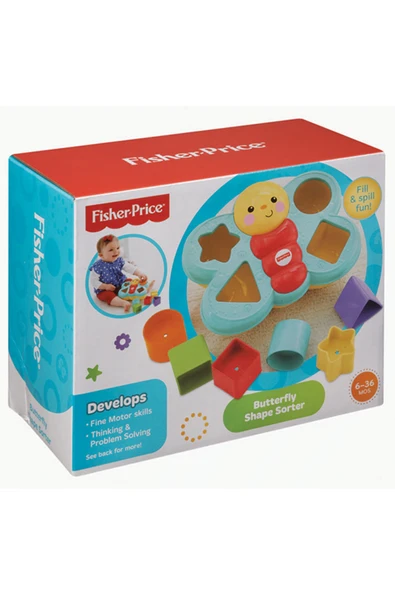 FISHER PRICE Fisher-Price Şekil Eşleştirme Arkadaşı Kelebek, 6 Bloklu, Şekil Eşleştirme Oyunu CDC22 ürün görseli 1