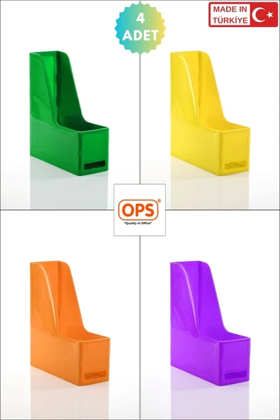 Ops MG 101 MAGAZİNLİK 4'LÜ SET A4 DEMONTE PLASTİK DİKEY KLASÖR ARŞİV KUTUSU ORGANİZER SAKLAMA DEPOLAMA ürün görseli 1