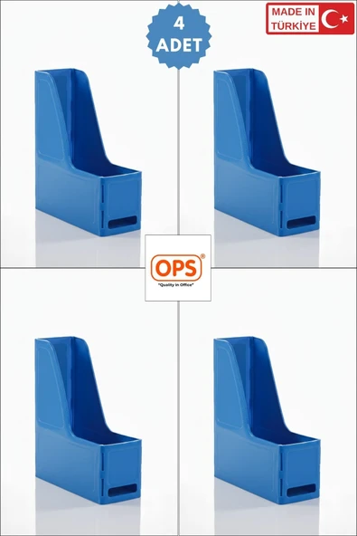 Ops MG 101 MAGAZİNLİK 4'LÜ SET A4 DEMONTE PLASTİK DİKEY KLASÖR ARŞİV KUTUSU ORGANİZER SAKLAMA DEPOLAMA ürün görseli 1