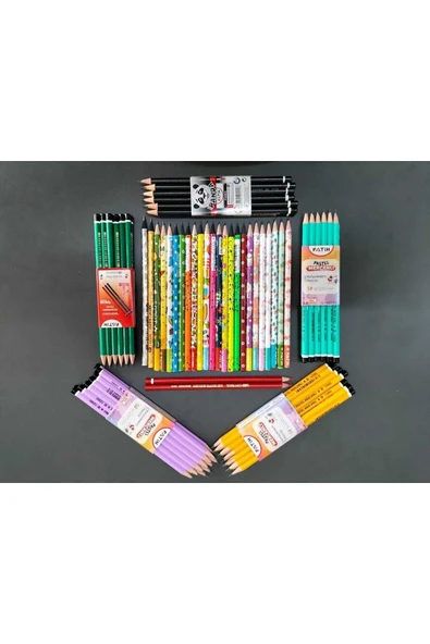 Fatih Kurşun Kalem 12 Adet Okul Kalemi Desenli(-adel-bic-stabilo) ürün görseli 1