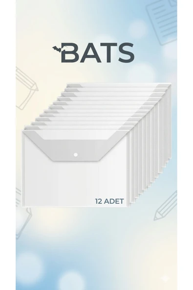 BATS A4 ÇITÇITLI DOSYA ZARF ŞEFFAF 12 ADET ürün görseli 1