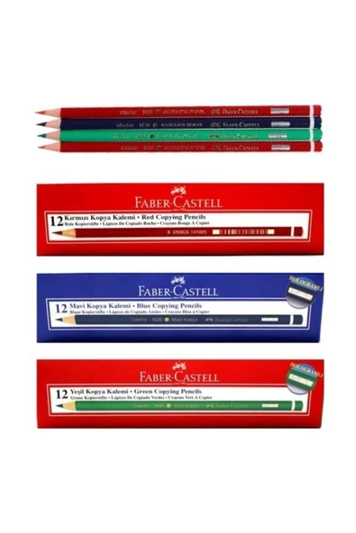 Faber Castell Faber-castell Kırmızı 12'li - Yeşil 12'li - Mavi 12'li Kopya Kalemi ürün görseli 1