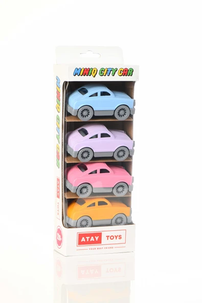 ATAY TOYS MINIQ CITY CAR AUTO PASTEL 4’LÜ SET OYUNCAK ARABA ürün görseli 1
