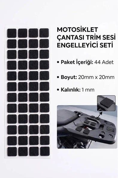 Motosiklet Çantası Trim Sesi Engelleyici Yapışkanlı Kauçuk 20mm Kare Siyah ürün görseli 1