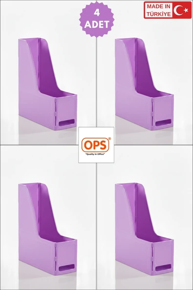 Ops MG 101 MAGAZİNLİK 4'LÜ SET A4 DEMONTE PLASTİK DİKEY KLASÖR ARŞİV KUTUSU ORGANİZER SAKLAMA DEPOLAMA ürün görseli 1