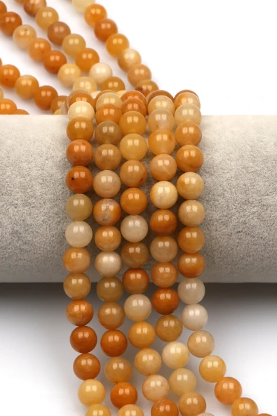 Sarı Jade Doğal Taş Dizi 8 mm Küre Kesim - DZ-1088 ürün görseli 1