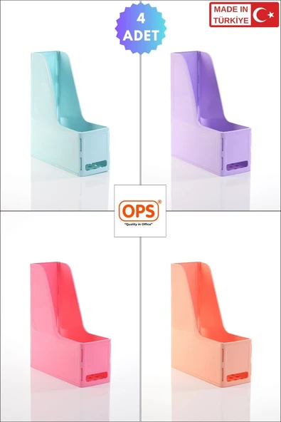 Ops MG 101 MAGAZİNLİK 4'LÜ SET A4 DEMONTE PLASTİK DİKEY KLASÖR ARŞİV KUTUSU ORGANİZER SAKLAMA DEPOLAMA ürün görseli 1