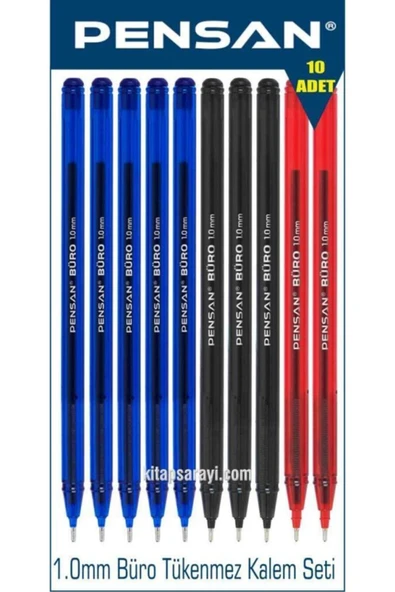 Pensan Büro 1.0 mm Tükenmez Kalem Seti 10 Adet ürün görseli 1