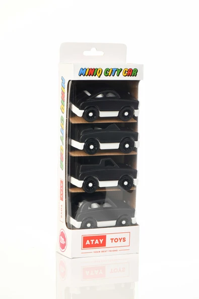 ATAY TOYS MINIQ CITY CAR SİYAH BEYAZ MIX 4’LÜ SET OYUNCAK ARABA ürün görseli 1