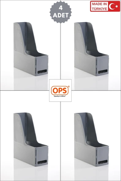 Ops MG 101 MAGAZİNLİK 4'LÜ SET A4 DEMONTE PLASTİK DİKEY KLASÖR ARŞİV KUTUSU ORGANİZER SAKLAMA DEPOLAMA ürün görseli 1