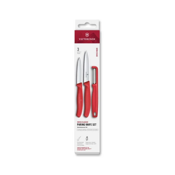 Victorinox Üçlü Bıçak ve Soyacak Seti 6.7111.33C1 Kırmızı ürün görseli 1