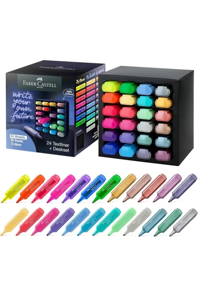 Faber Castell Textliner 46 Fosforlu Kalem Masa Seti - 24 renk ürün görseli 1